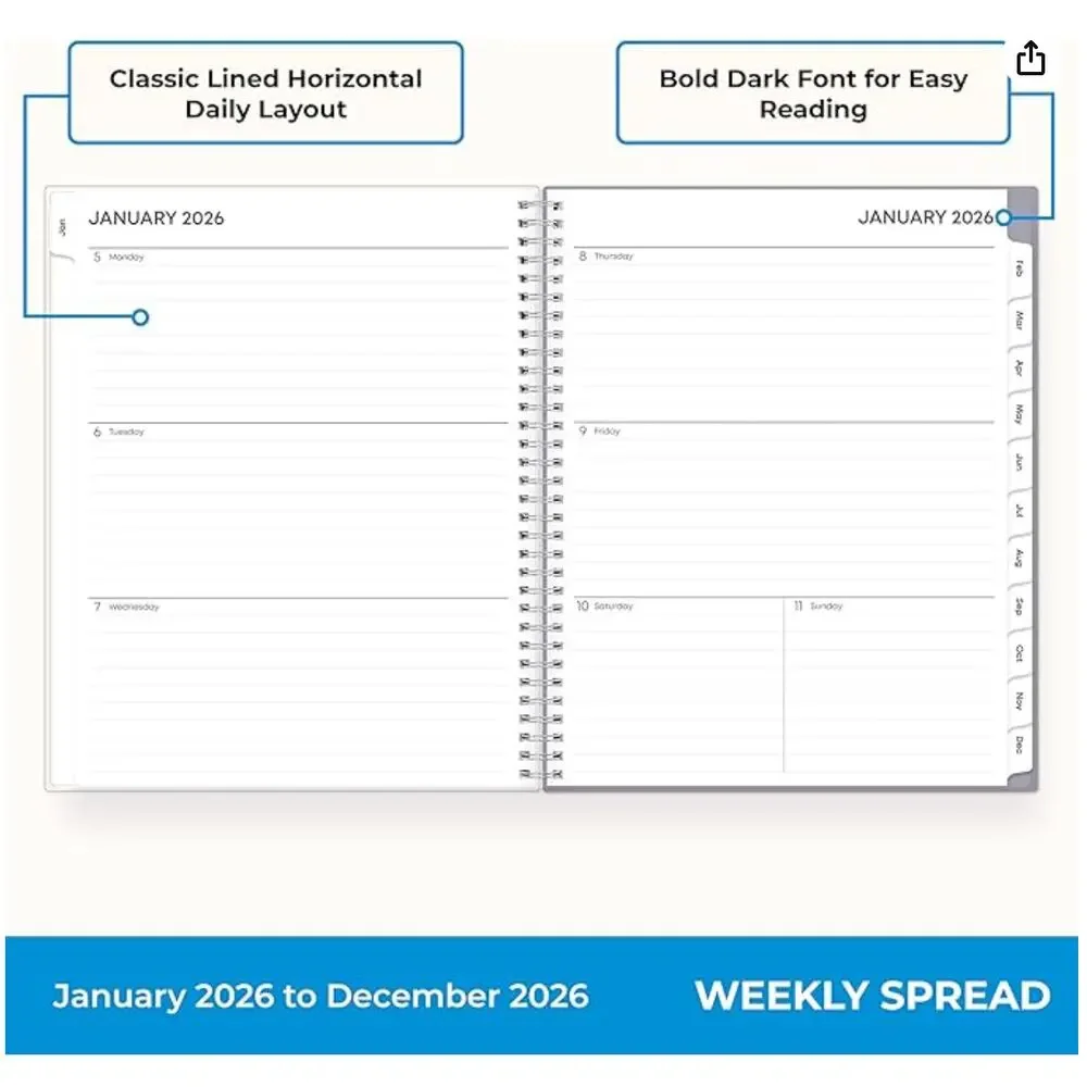 Blue Sky 2026 Weekly and Monthly Calendar Planner w/ Laminated Tabs, Laila